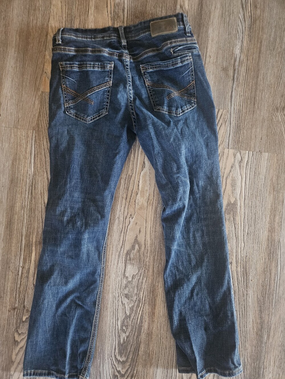 BKE Dark Wash Straight Leg Jeans with Contrast Stitching